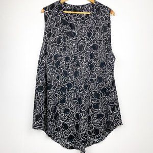 TORRID Black White Sleeveless Lemon Button Up 3X